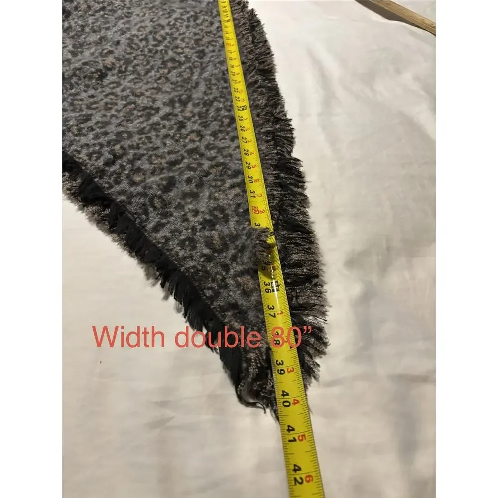 Sonoma Leopard Print Scarf Soft Fringe Cozy Wrap Gray Brown